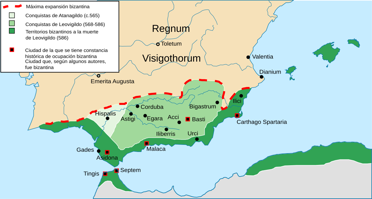 Spania, provincia del Imperio Bizantino - Mapa de Jarke - CC BY-SA 3.0