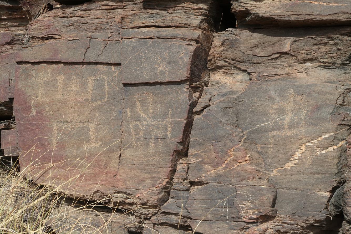 Posible representación de guerreros con escudo, Piedra la Romana, Castro de Filabres Posible representación de guerreros con escudo, Piedra la Romana, Castro de Filabres